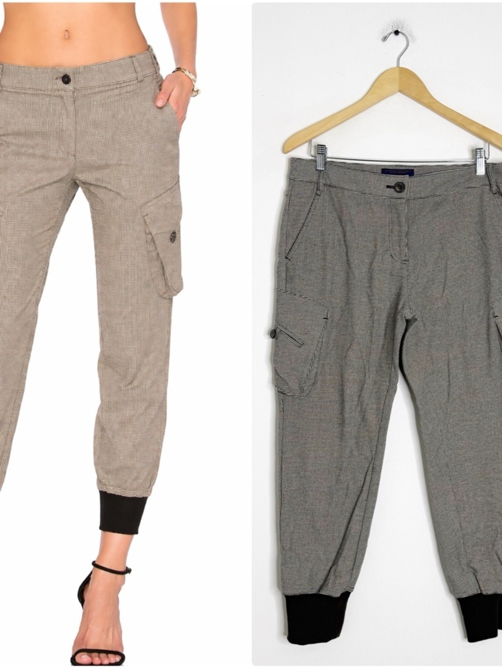 James Jeans Boyfriend Cargo Pants Size 29 Houndstooth Made USA Ankle Revolve